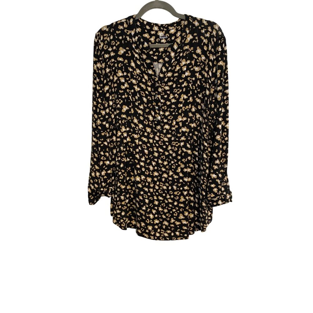 Kim Rogers Top Women's XL Multicolor Animal Print Long Line Flowy Casual Comfy